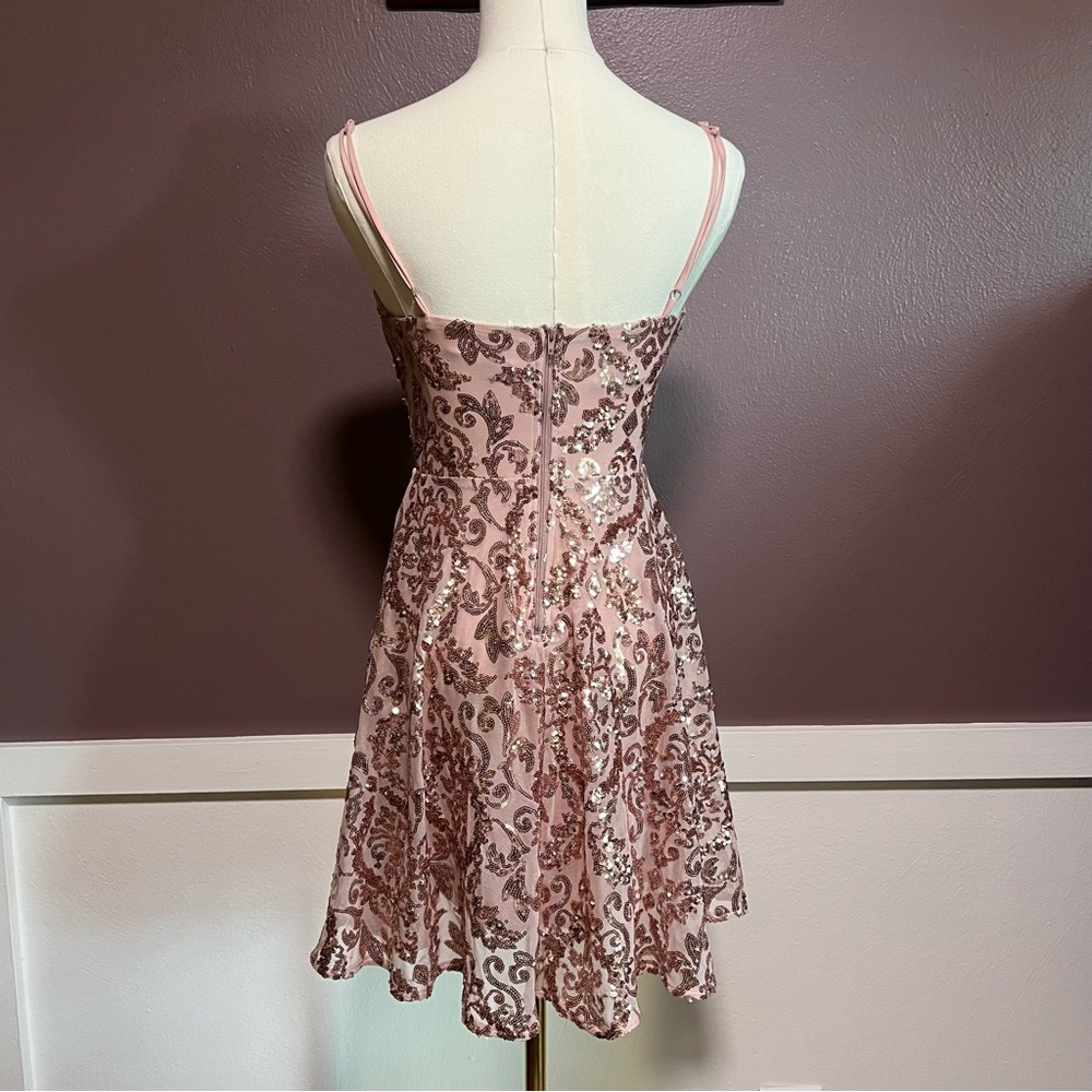 Elegant Pink Dusty Rose Sequin Dress - Picture 2 of 11